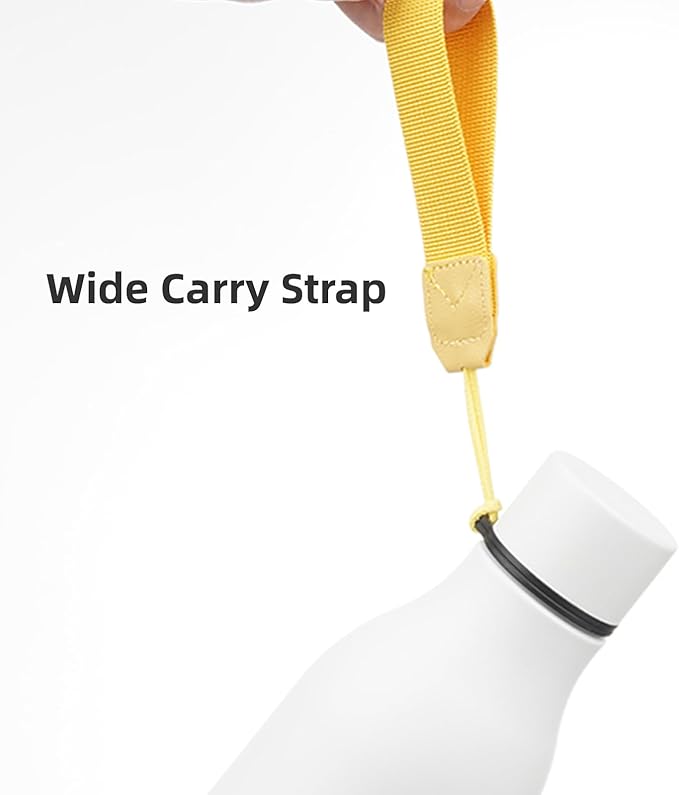 Konokyo Insulated Water Bottle with Strap,18 oz Double Wall Stainless Steel Vacuum Bottles Metal Water Flask,White