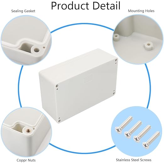 Project Box IP65 Waterproof Junction Box ABS Plastic Electrical Boxes DIY Electronic Project Case Power Enclosure White 7.87x4.72x2.95 inch (200 x 120 x75 mm)