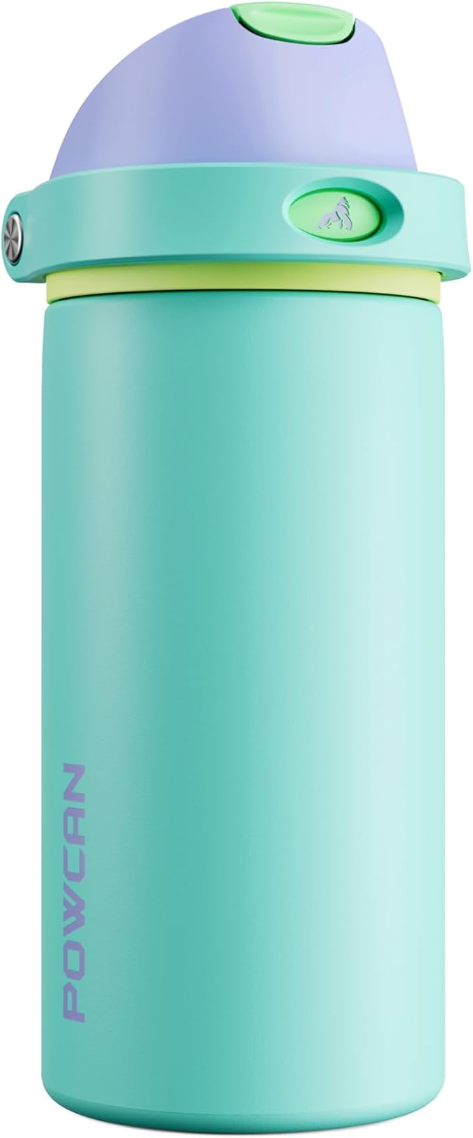 POWCAN 18 oz Insulated Water Bottle: 2-in-1 Push-Button Spout & Quick-Flip Straw, Leakproof, Cold 24Hrs, Fits Car Cup Holder, Stainless Steel Sports Water Bottle, Gift for Women, Girls (Sea Princess)