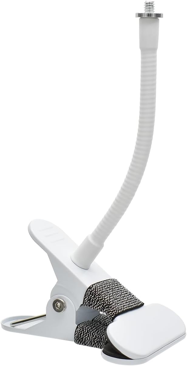 Holicfun Clip Mount for Ring, Blink, Eufy, Google Nest, Wyze, and Arlo Indoor Outdoor Cameras, 15cm Gooseneck Arm, Flexible Adjustment, Strong Clamp, White