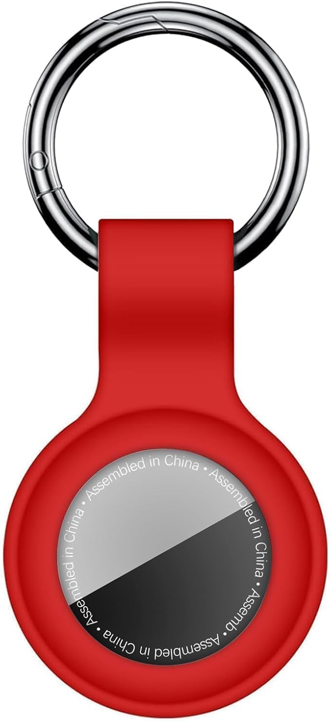 Linsaner Compatible with AirTag Case Keychain for Air Tag Holder Silicone for AirTags Key Ring Cases Tags Chain for Apple for AirTag GPS Item Finders Accessories，Red