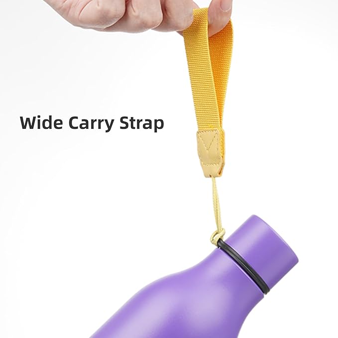 Konokyo Insulated Water Bottle with Strap,18 oz Double Wall Stainless Steel Vacuum Bottles Metal Water Flask,Purple