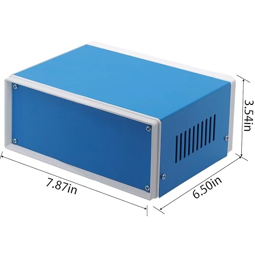 Zulkit Junction Box Blue Metal Project Box DIY Electric Enclosure Case Preventive Case Electrical Box 7.9 x 6.5 x 3.5 inch