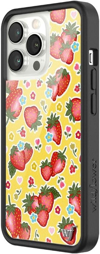 Wildflower Cases - Compatible with iPhone 13 Pro | Red, Strawberry, Yellow, Trendy, Fruit - Protective Black Bumper, 6.5ft Drop Test Certified, Women Owned Small Business | Sweet Berries
