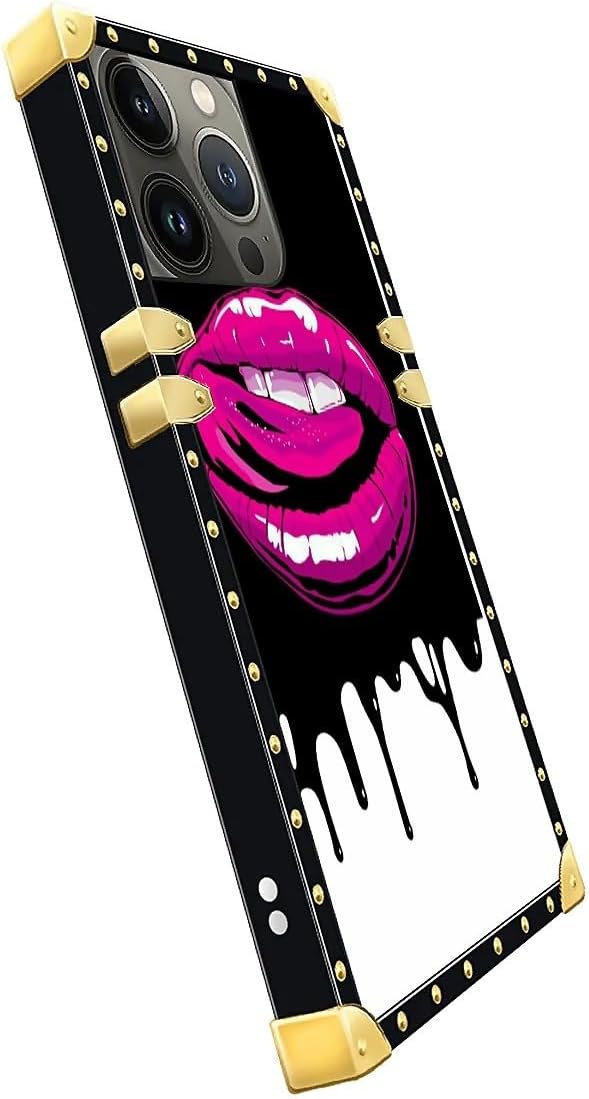Compatible with iPhone 13 Pro Case, Black White Red Slap Sexy Luxury Golden Decoration for Girl Women Soft TPU Shockproof Protective Hard PC Back for iPhone 13 Pro