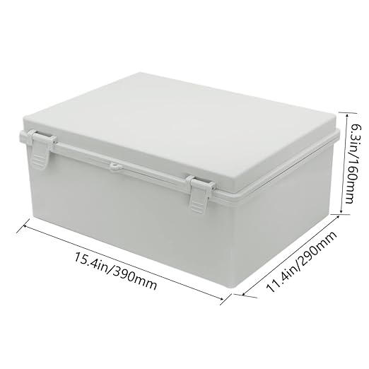Zulkit Junction Box ABS Plastic Waterproof IP65 Electrical Boxes Hinged Shell Outdoor Universal Project Enclosure with Mounting Plate and Wall Brackets Grey (390x290x160 mm)