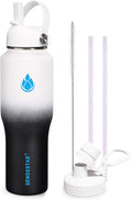 SENDESTAR Water Bottle,Wide Mouth Stainless Steel Vacuum Insulated Double Wall Keep Liquids Cold or Hot All Day,Sweat Proof Sport Design,Fit Car Cup Holder,White Black Gradient,32 Ounces