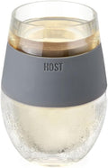 HOST Cooling Cup Plastic Double Wall Insulated Freezable Drink Chilling Tumbler with Freezing Gel Wine Glasses for Red and White Wine, 8.5 oz, Grey Set of 1