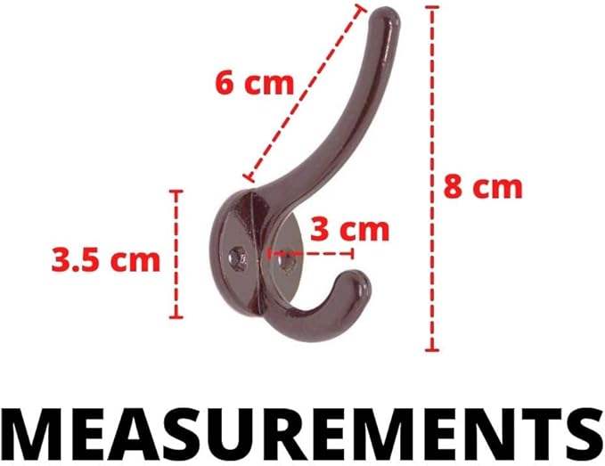 FAPBADRI Multipurpose Hooks, Used to Hang Clothes, Bags, Coats, Curtain Hold Backs, Keys, Brown Colour, Material - Aluminium, Screws and Wallplugs Included, Pack of 4 Pieces