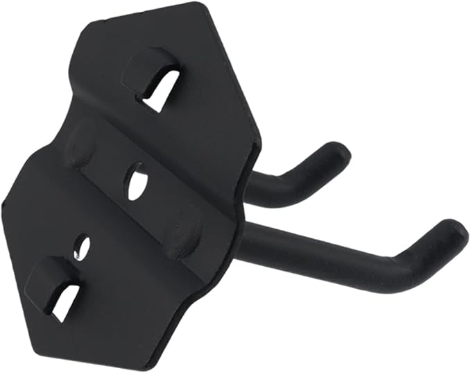 Pegboard Hooks Heavy Duty Metal Steel 3/8" Square Hole Peg Hooks Suitbale for 1.5" Spaced Pegboards Double Arm Wall Hooks for Organizing Tools in Home or Garage 2.5" Long Black- 2pcs