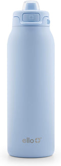 Ello Pop & Fill 32oz Stainless Steel Water Bottle with Quick Fill Technology, Double Walled and Vacuum Insulated Metal, Leak Proof Locking Lid, Sip and Chug, Reusable, BPA Free, Halogen Blue