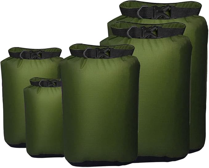 Pimoys 5 Pack Waterproof Dry Sacks, Lightweight Outdoor Dry Bags 20L /12L / 10L/ 6L/ 3.5L Ultimate Dry Bags for Kayaking Camping Rafting Boating