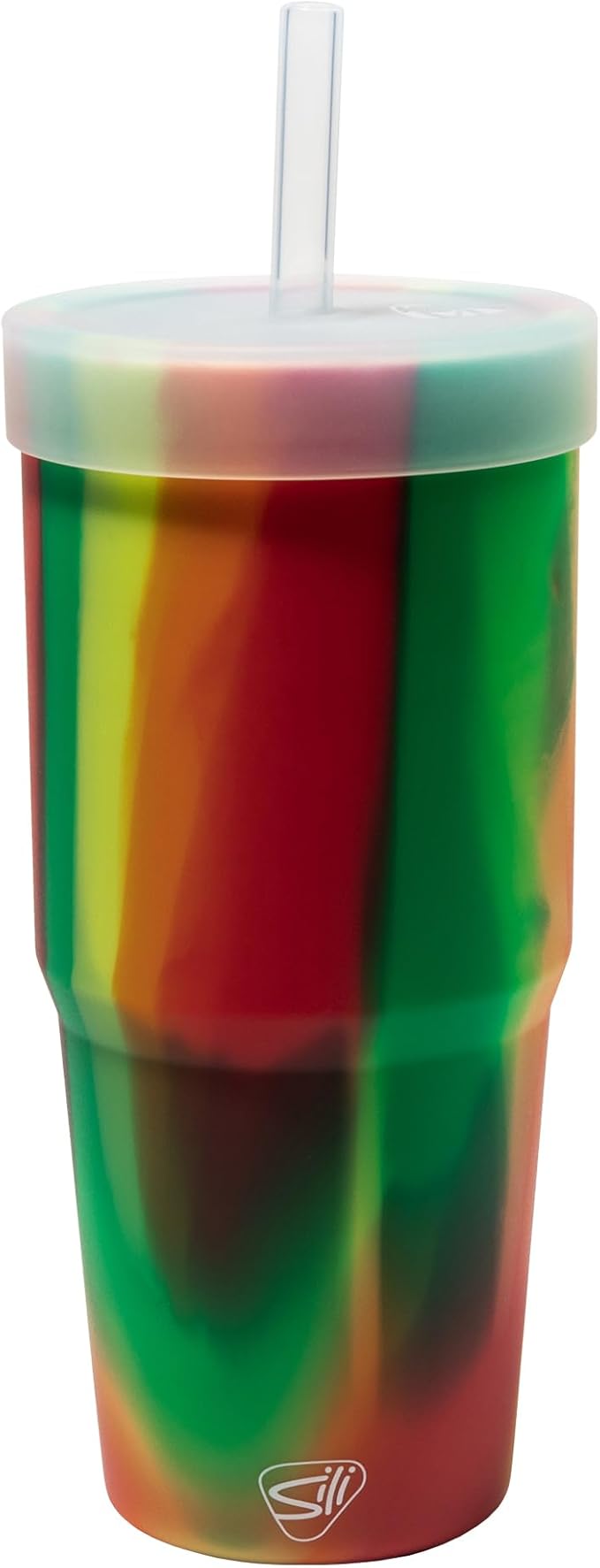 Silipint: 32oz Silicone Straw TUMBLER with Lid, Unbreakable, Non-Toxic, Dishwasher Safe - Hibiscus Pack of 1