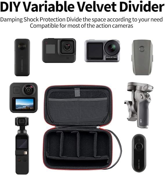 TELESIN Carry Case Waterproof Hard Carrying Bag for GoPro Max Hero 13 12 11 10 9 Insta360 X5/X4/X3 Ace Pro 2 Go Ultra DJI Osmo Action 6/5pro/4/Pocket 4 3/Nano EDC Tech Pouch Camera Accessories