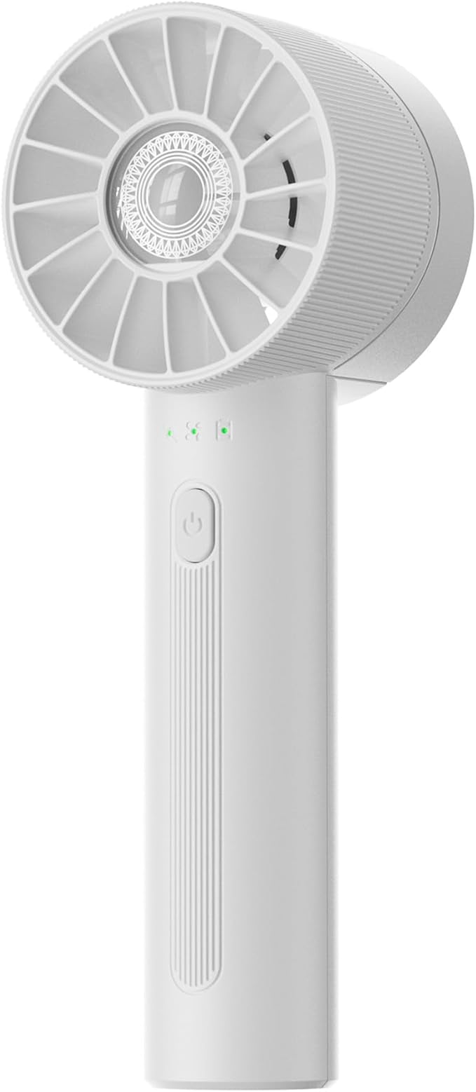 Portable Mini Handheld Turbo Fan, 4 Speed High Velocity Personal Cooling Device [Max 16H], Rechargeable Purse Travel Essential for Vacation/Beach/Trip - White