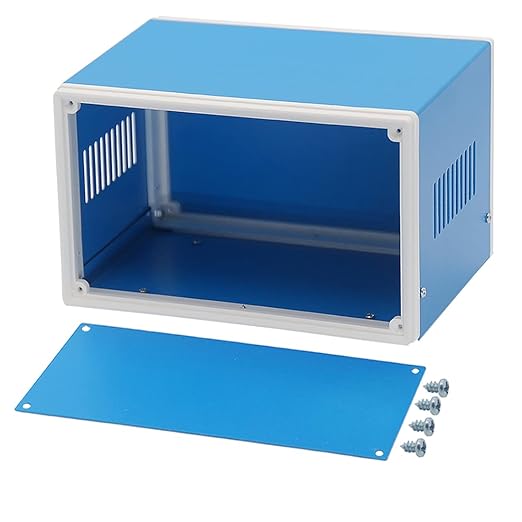 Zulkit Electronic Enclosures Blue Metal Enclosure Project Case DIY Box Junction Case Enclosure Preventive Case (7.1" x 4.3" x 5.1")