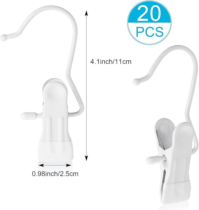 Hotop 48 Pieces Boot Hanger Clips for Closet, Laundry Hanging Hooks Heavy Duty Clips Boot Holder Portable Single Hooks Space Saving for Pants Jeans Clothes Hats Tall Towels (White)