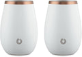 SNOWFOX Premium Vacuum Insulated Stainless Steel Classic White Wine Glass, Set of 2, Chilled Wine Stays Icy Cold, Lightweight Stemless Cocktail Glasses,Elegant Home Entertaining Barware,8oz,White/Gold