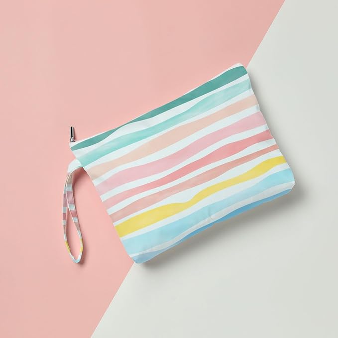 Fokongna Wet Dry Bag, Wet Bag for Swimsuit Travel Beach Bag, Diaper Bag Toiletry Bag Waterproof Large Makeup Bag, Zipper Pouch for Women Girls Sister Friends Wet Bag Starfish Sea Beach rainbow Gifts
