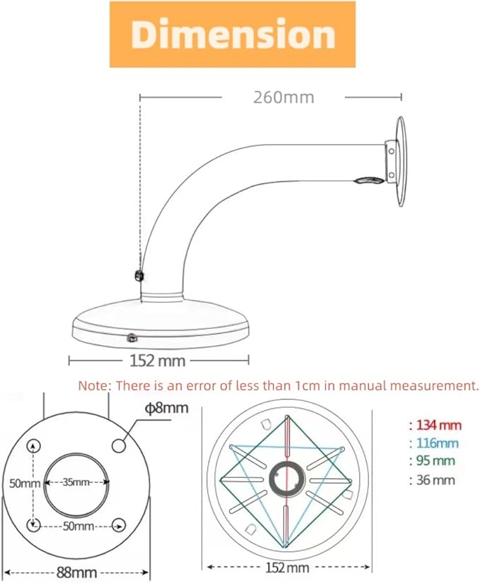 260MM L-Type Aluminum Alloy Outdoor Security Camera Mount Bracket, Dome Camera Mount Universal Camera Wall Mounting Bracket/IP Camera for CCTV Security Camera