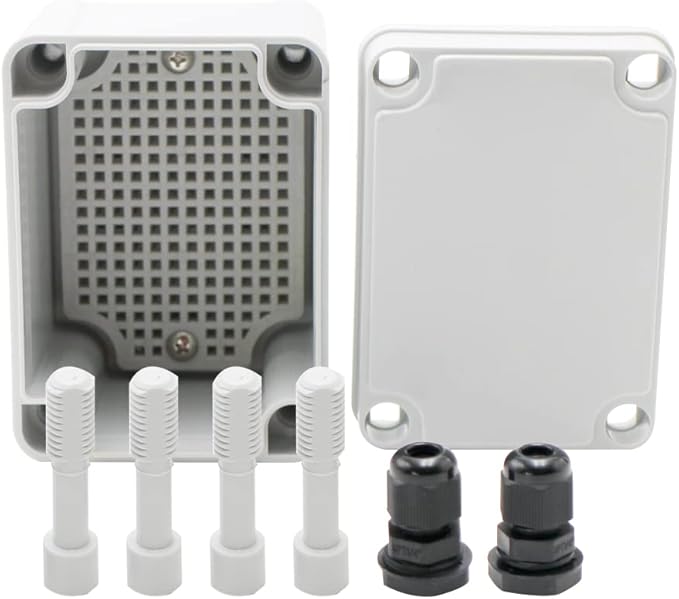 MAKERELE Weatherproof Outdoor Box Electrical with Cover 4.33”3.15”3.35” (1108085mm) Outdoor Universal Durable Cable Enclosure Dustproof with 2 NPT 1/4” Glands