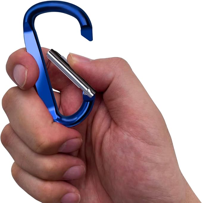 3" Aluminum Carabiner Clips, 12PCS D Ring Shape Keychain Carabiners Hook Buckle