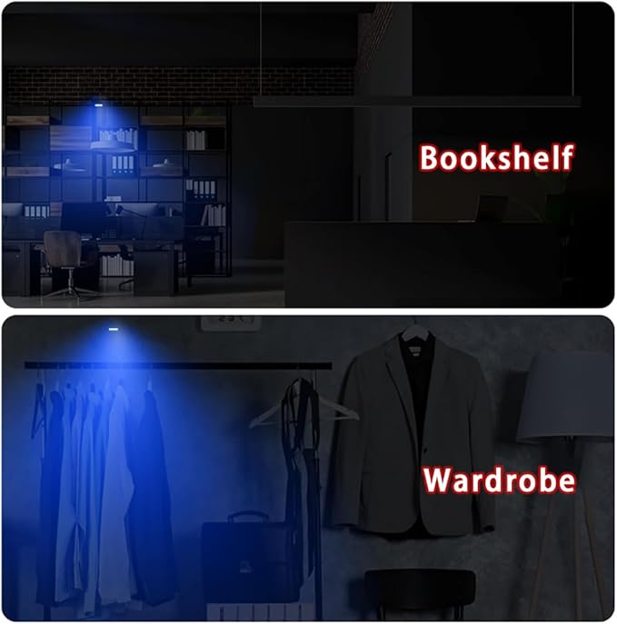 Mini LED Closet Light Wireless Touch Light USB Rechargeable Multi Color Cabinet Lighting for Bedroom Wardrobe Counter Kitchen (4Pcs/Pack) (Purple)