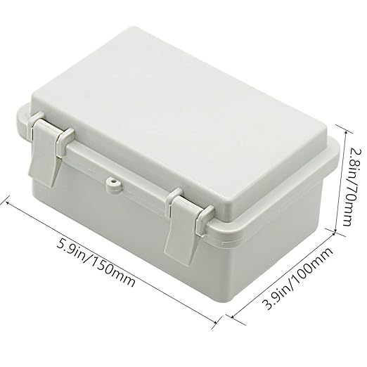 Zulkit IP65 Waterproof ABS Plastic Electrical Box - Hinged Shell, 2 Cable Glands, 5.9 x 3.9 x 2.8 inch