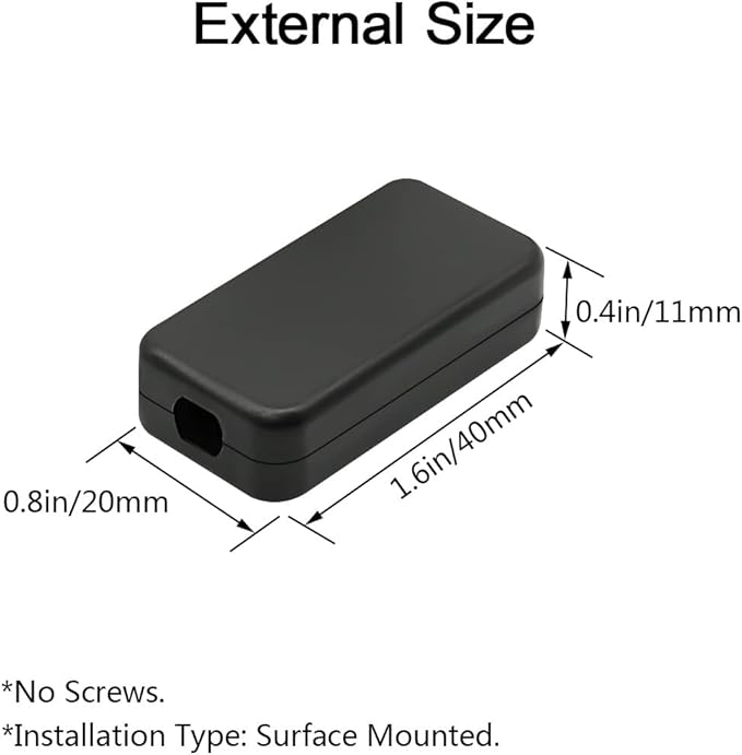LeMotech 5Pcs ABS Plastic Electrical Project Case Power Junction Box, Project Box Black 1.6 x 0.8 x 0.4 inch (40 x 20 x 11 mm)
