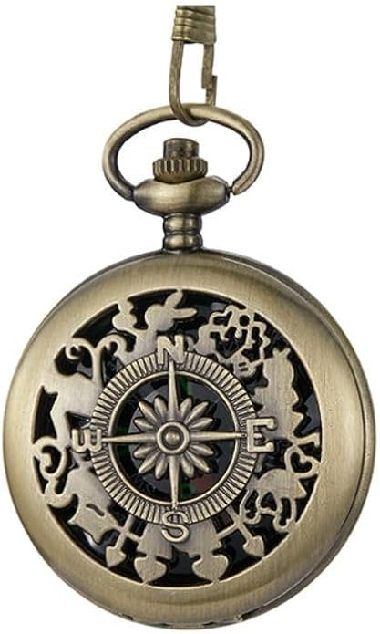 Pocket Compass with Hanging Chain, Vintage Zinc Alloy Flip Cover Compass Pocket Watch, Outdoor Mountaineering Navigation Tool for Hiking Camping