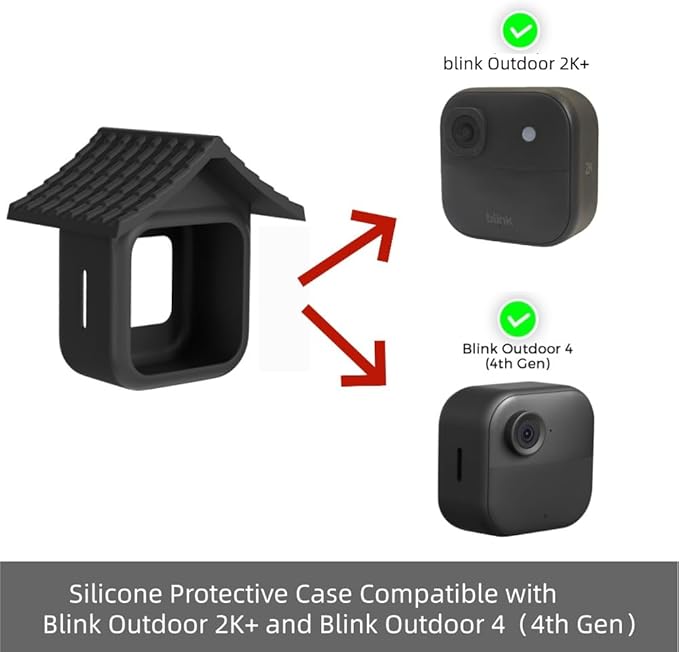 Silicone Case Cover for Blink Outdoor 4 (4th Gen), Outdoor 2K + – Weatherproof Protective Skin with Hat Brim, Full Camera Protection, Easy Installation, Black, 2 Pack