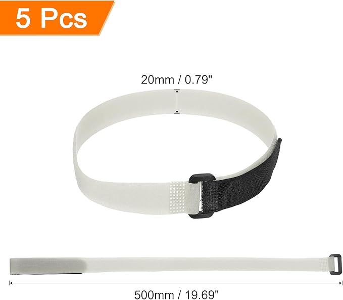 MECCANIXITY 5Pcs Reusable Battery Tie Down Straps,0.8x20" Grey Nylon Multipurpose Battery Hold Down Adjustable Cinch Strap Hook Loop Fastening Tie for Quadcopters FPV RC Drone Boat Car