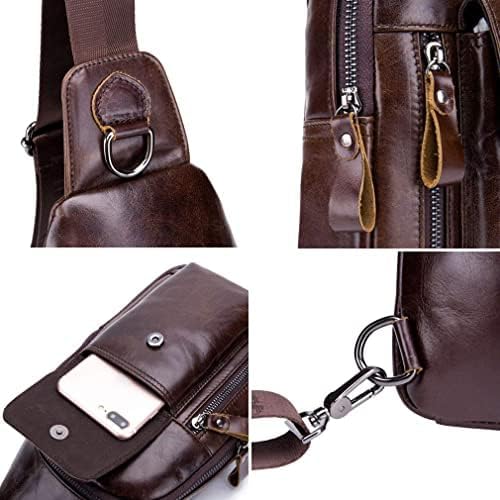 Hebetag Leather Sling Bag Hiking Daypack for Men Women Outdoor Travel Camping Fishing Crossbody Shoulder Chest Pack Backpack, Coffee