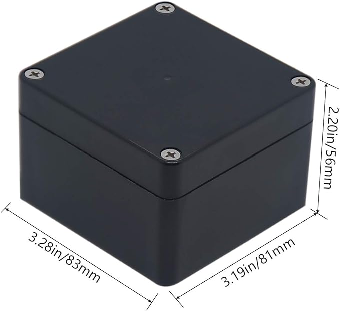 2 Pack Project Box IP65 Waterproof Junction Box ABS Plastic Black Electrical Boxes DIY Electronic Project Case Power Enclosure 3.27"x3.19"x2.2"(83x81x56mm)