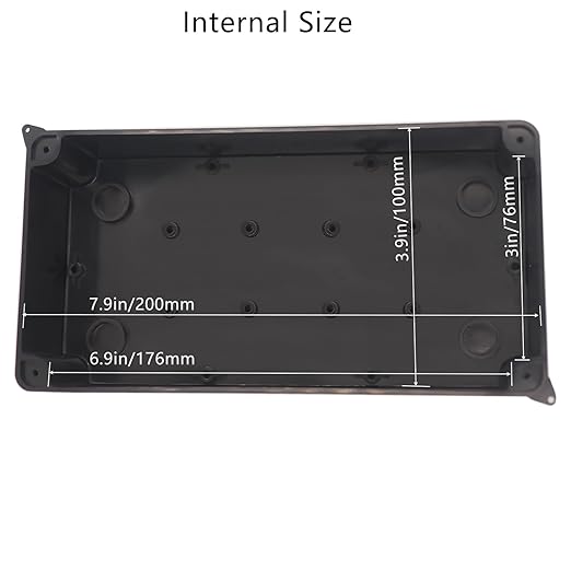 Electrical Box, Outdoor Waterproof Box IP65 Junction Box with Reserved Holes,ABS Plastic Project Box Power Cord Enclosure Black 2Pcs 7.9 x 3.4 x 2.8 inch(200x100x70mm)