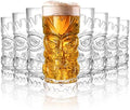 Hacaroa 8 Pack 17 Oz Plastic Tiki Cups, Clear Tiki Cocktail Mug Luau Cup Hawaiian Party Drinking Tumblers for Lemonade, Mixed Drinks, Halloween, Modern Bar, Picnic, Restaurant Supplies