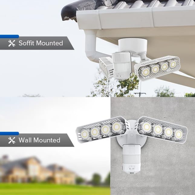 SANSI 36W LED Motion Sensor Outdoor Lights,Hardwired Security Light Motion Activated,Flood Lights Dusk to Dawn 3600LM,Motion Detection Lights,Super Bright for Yard,Garage,350W Equiv 5000K IP65,White