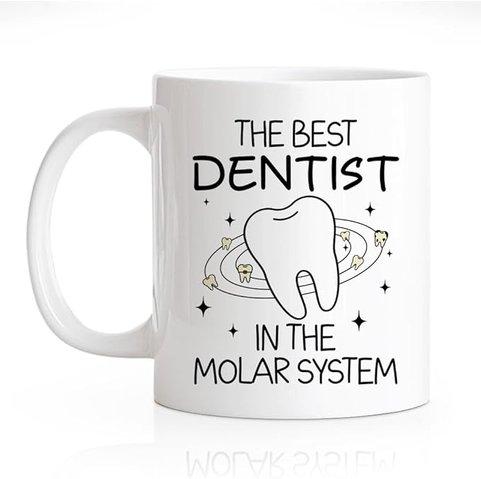 RZHV The Best Dentist, In The Molar System Funny Coffee Mug, Thank You Present for Dentists Nurses Dental Assistants Hygienist, Graduation Gifts for Dental School Students, National Dentists Day Gifts