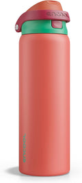 ENCOOL Leakproof Insulated Water Bottle with Straw Dual-Sip Water Bottle Bag-Safe Design for Work, Commute & Gym – Keeps Drinks Cold All Day, 32 oz, Coral Red