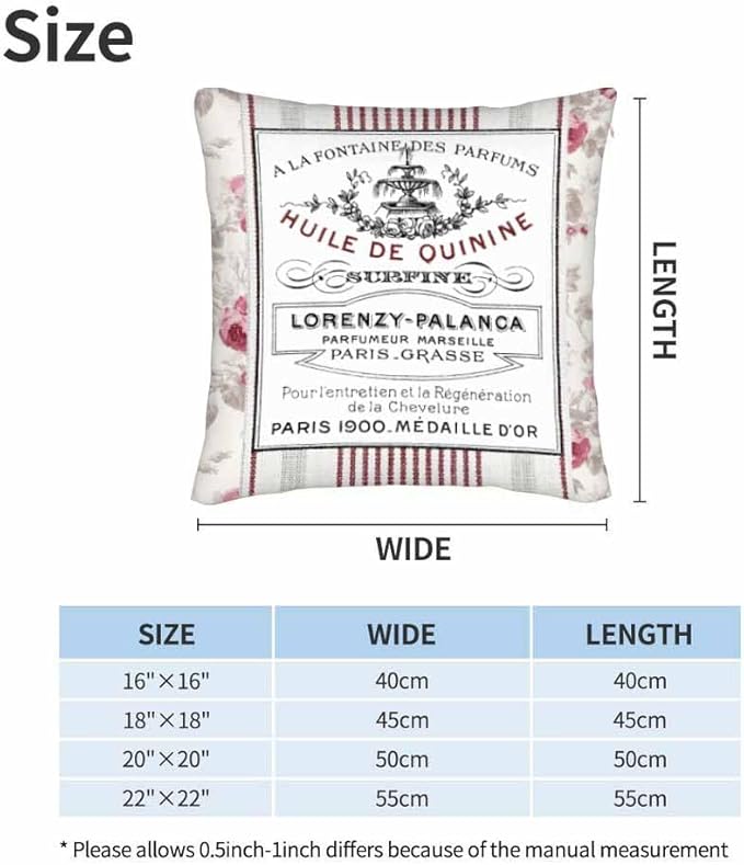 Huile De Quinine Vintage French 18 X 18 Pillow Covers Elegance Fountain Pink Rose Wreath Floral Striped Set of 2 Pillow Cases Square Outdoor Pillowcases Decorative Home Bed Sofa Couch Hotel
