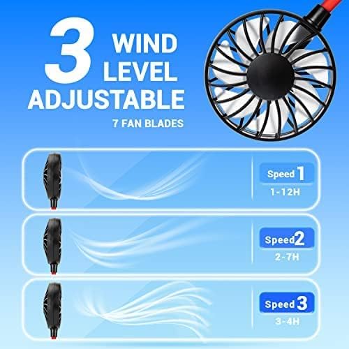 JUANANIUG Portable Neck Fan Rechargeable Personal Hand-Free Fan Mini USB Wearable Neckband Sport Fan,3 Speed Adjustable,360 Degrees Free Rotation Perfect for Working,Traveling,Office,Reading…