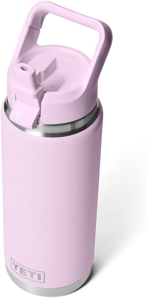 YETI Rambler 26 oz Bottle, Vacuum Insulated, Stainless Steel with Color Matching Straw Cap