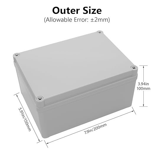 LeMotech Junction Box IP67 Waterproof Dustproof ABS Plastic Project Box for Electrical Outdoor Enclosure Gray 15 x 11 x 7.1 inch (380 x 280 x 180 mm)