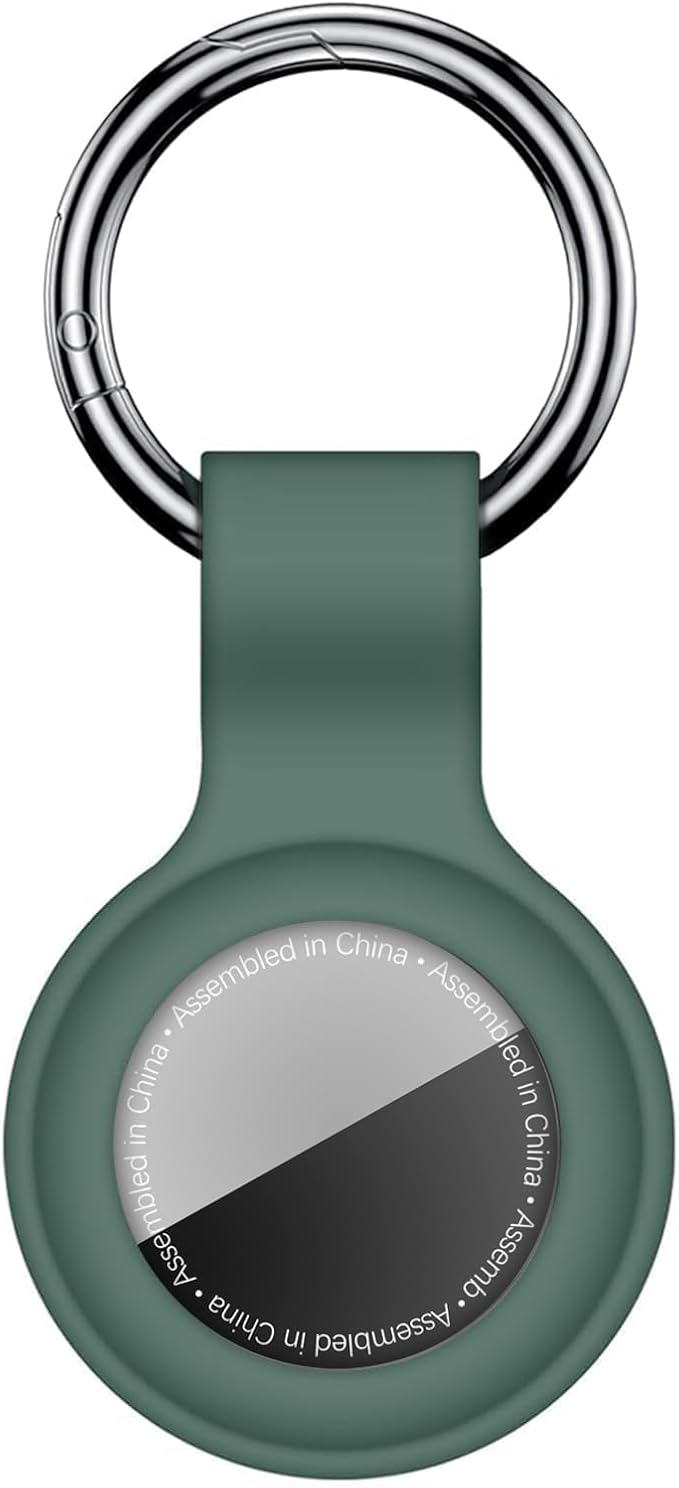 Linsaner Compatible with AirTag Case Keychain for Air Tag Holder Silicone for AirTags Key Ring Cases Tags Chain for Apple for AirTag GPS Item Finders Accessories，Dark Green