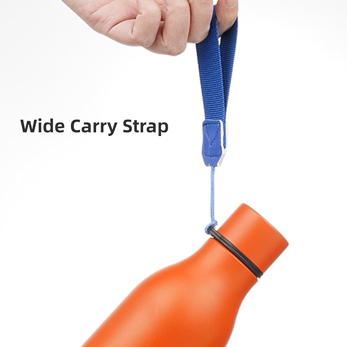 Konokyo Insulated Water Bottle with Strap,18 oz Double Wall Stainless Steel Vacuum Bottles Metal Water Flask,Orange