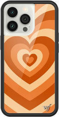 Wildflower Cases - Compatible with iPhone 13 Pro| Protective Black Bumper, 6.5ft Drop Test Certified, Women Owned Small Business | Hearts Orange Brown Ombre | Pumpkin Spice Latte Love