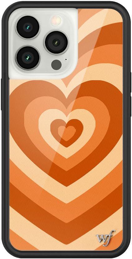 Wildflower Cases - Compatible with iPhone 13 Pro| Protective Black Bumper, 6.5ft Drop Test Certified, Women Owned Small Business | Hearts Orange Brown Ombre | Pumpkin Spice Latte Love