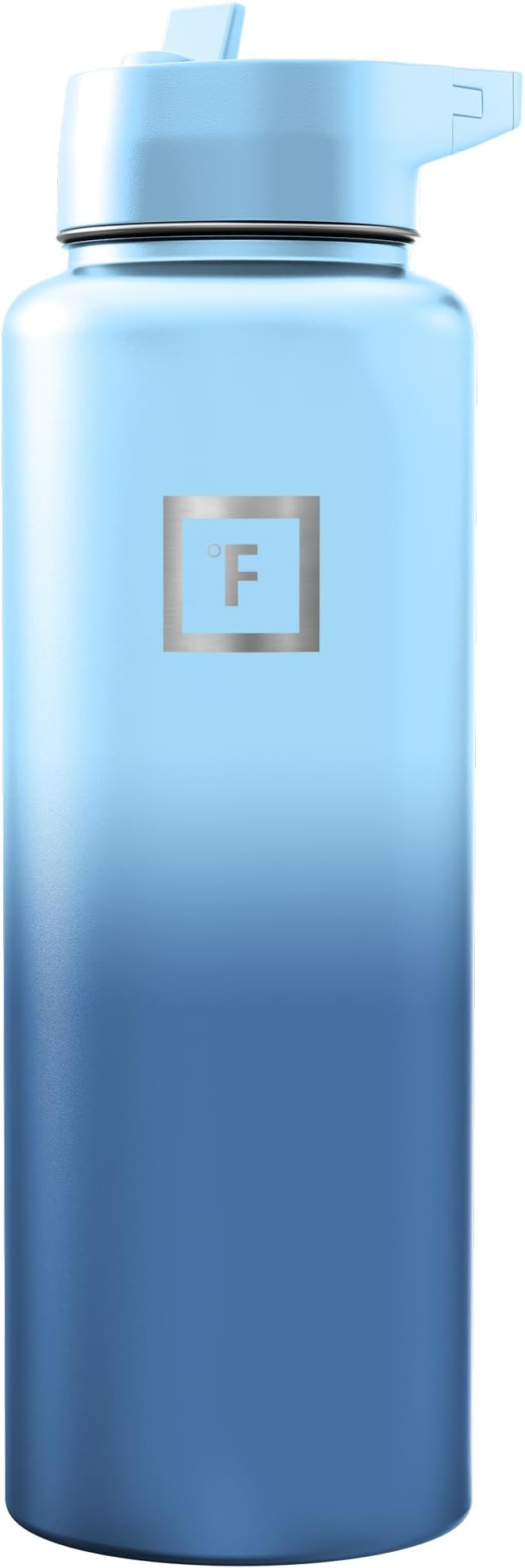 IRON °FLASK Camping & Hiking Hydration Flask with Straw, Wide Mouth Insulated Stainless Steel Sports Water Bottle - Blue Waves 40 oz - Straw (1 Lid)