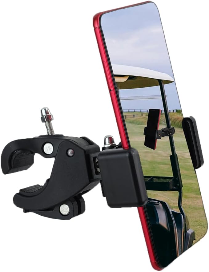 Phone Holder with Clamp for Stroller, Golf Cart, Cell Phone Mount Holder for Bike, Shopping Cart, Wheelchair, Mic Stand Phone Holder