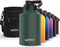 WATERSY 1 Gallon Water Bottle Insulated(Cold for 48 Hrs),BPA Free&Leak Proof,128oz Stainless Steel Water Jug,Big thermo,Large Water Bottle with Handle for Gym,Hiking,Camping&Travel,Dark Green